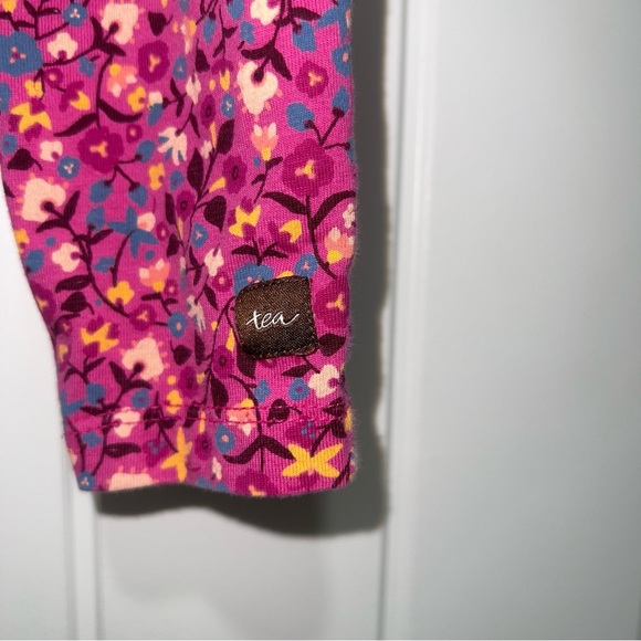 Tea Collection Baby Girl Long Sleeve Pink Floral Romper Size 6-9 Months - Picture 5 of 5